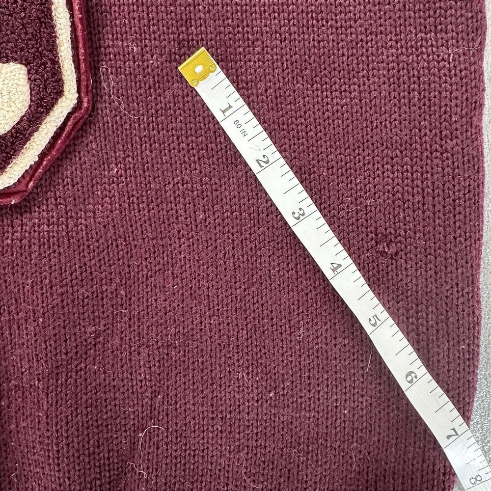 Vintage 50s Letterman Sweater 100% Virgin Wool Burgundy Chenille USA Men's M - Picture 7 of 8